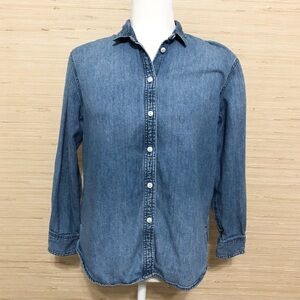 Madewell Blue Wash Button Front Denim Long Sleeve a Oversized Tunic Shirt XS